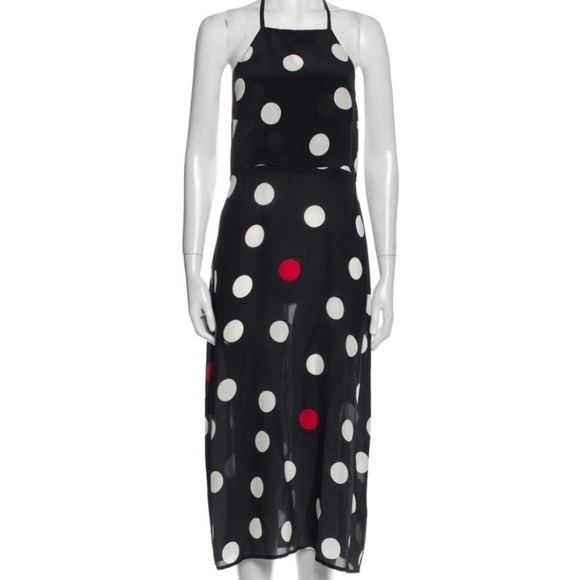 Réalisation Par Jeet Black White Red Polka Dot Backless Silk Dress Size S. . - Picture 3 of 16